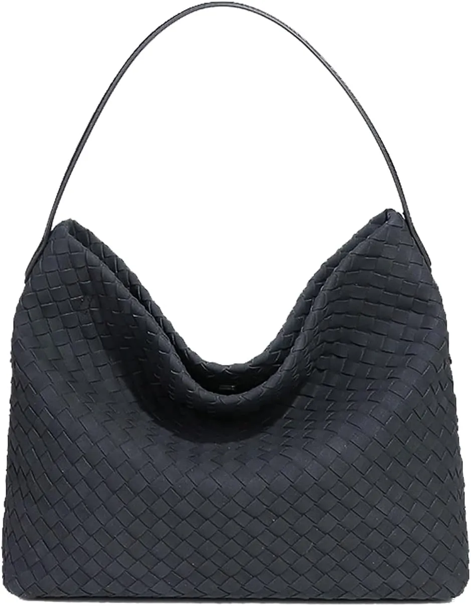 KlaOYer Woven Suede Tote Bag for Women Summer Beach Hobo Bag Large Travel Shoulder Bag Vegan Crossbody Purse Handmade Handbag