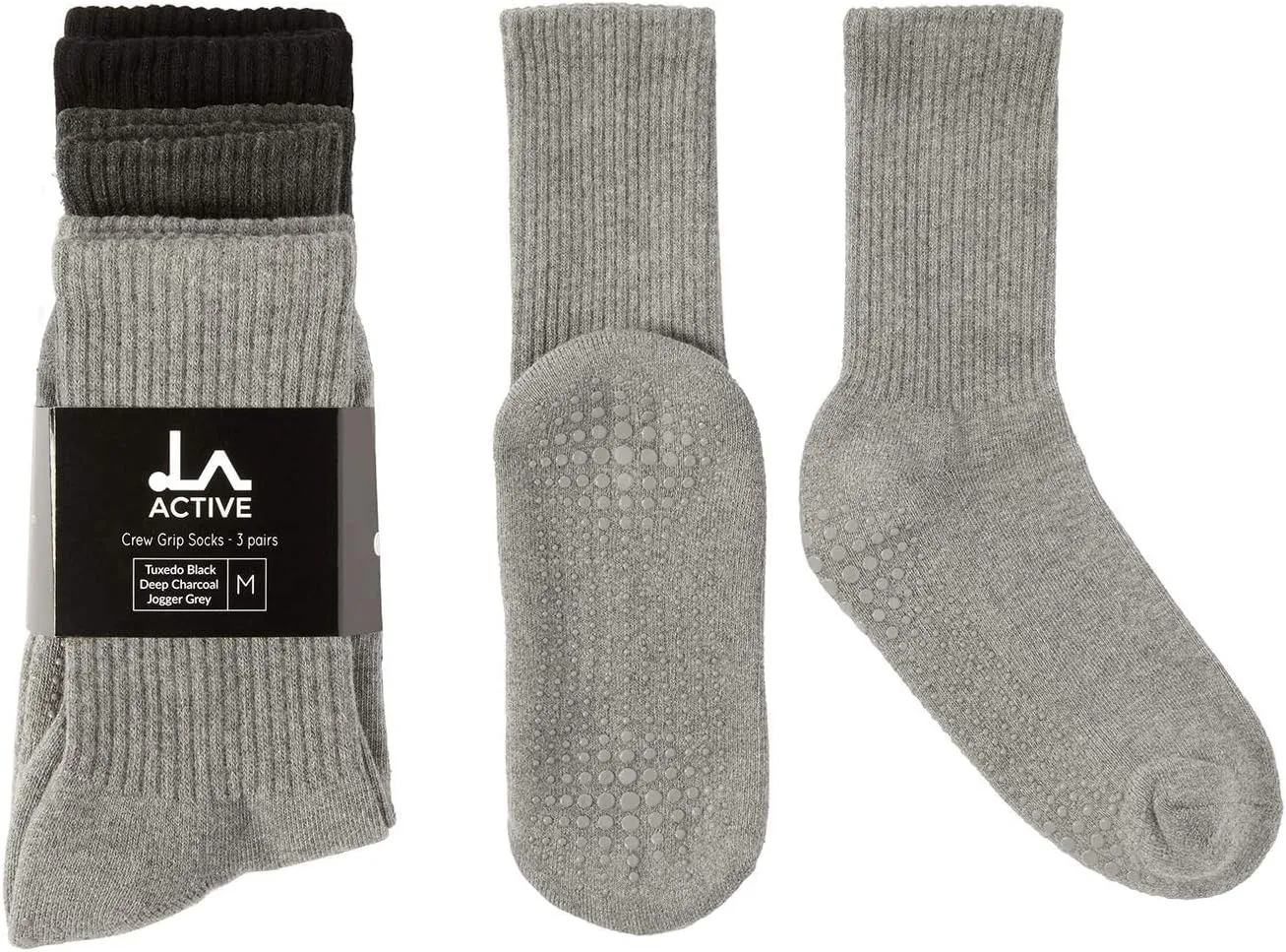 LA ACTIVE Non Slip Yoga Grip Socks - Barre Ballet Pilates Athletic Socks for Men and Women