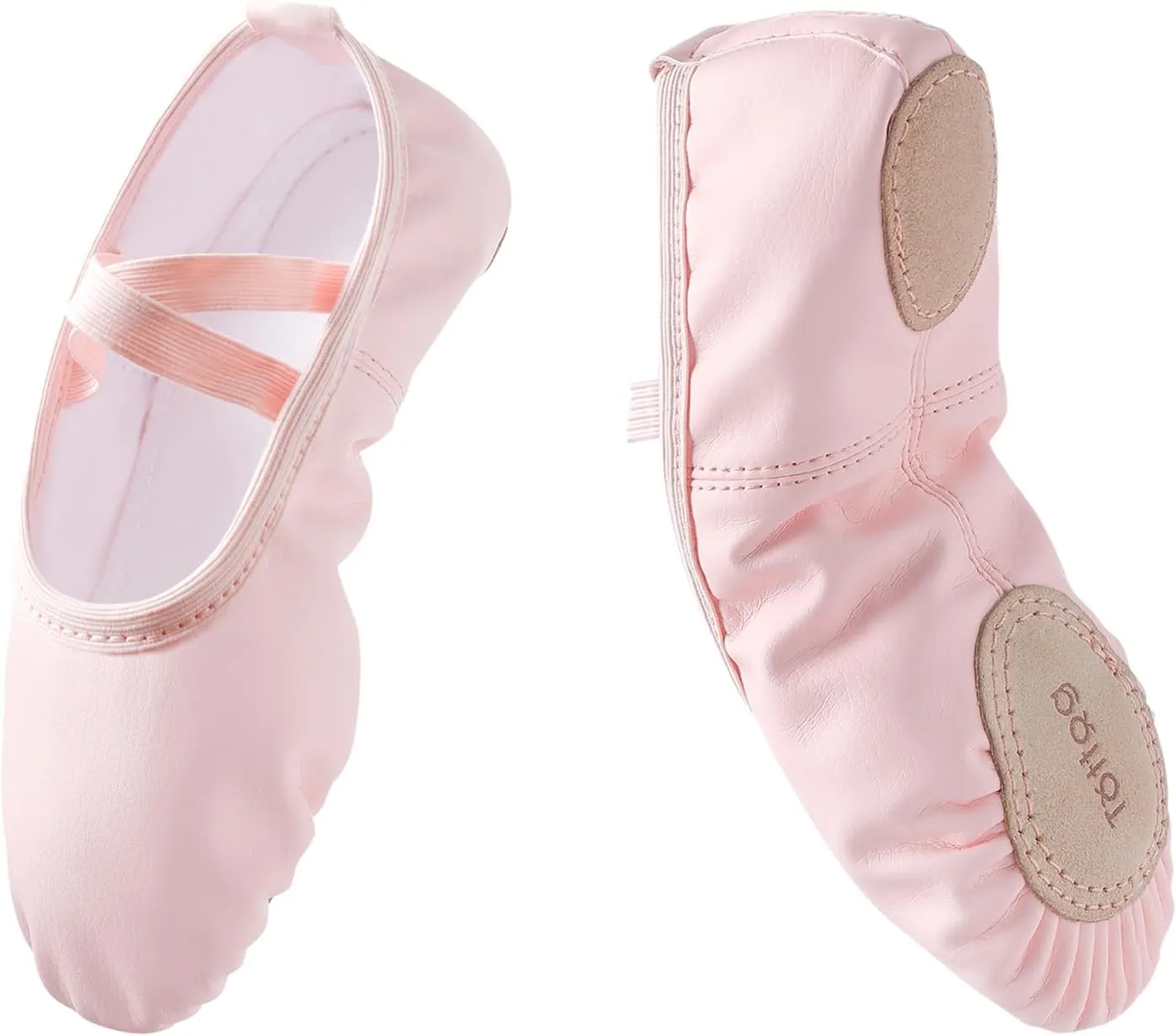 Leather Ballet Dance Shoes for Girls, Toddler Little Kids Split Sole Ballerina Soft Slippers
