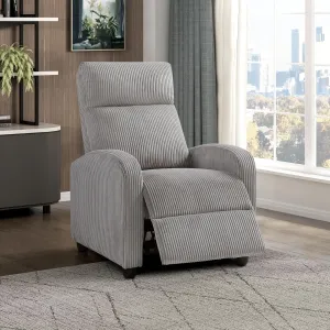 Lexicon Corduroy Pushback Recliner Chair Armchair Push Back Recliner, Solid Wood Frame and Metal Base, Easy Assembly Small Soft Single Sofa Accent Chair for Living Room/Office/Apartment, Light Grey