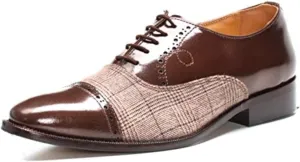 LIBERTYZENO Mens Genuine Leather Ostrich/EEL Print Lace Up Oxford Dress Shoes
