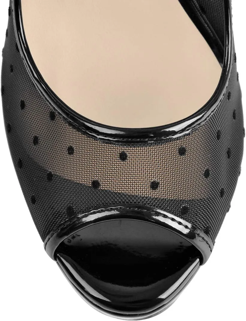 LISHAN Women's Platform 5.9in Super High Heels Pumps Slip On Pointed Toe Sandals