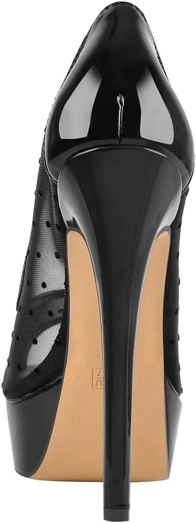 LISHAN Women's Platform 5.9in Super High Heels Pumps Slip On Pointed Toe Sandals