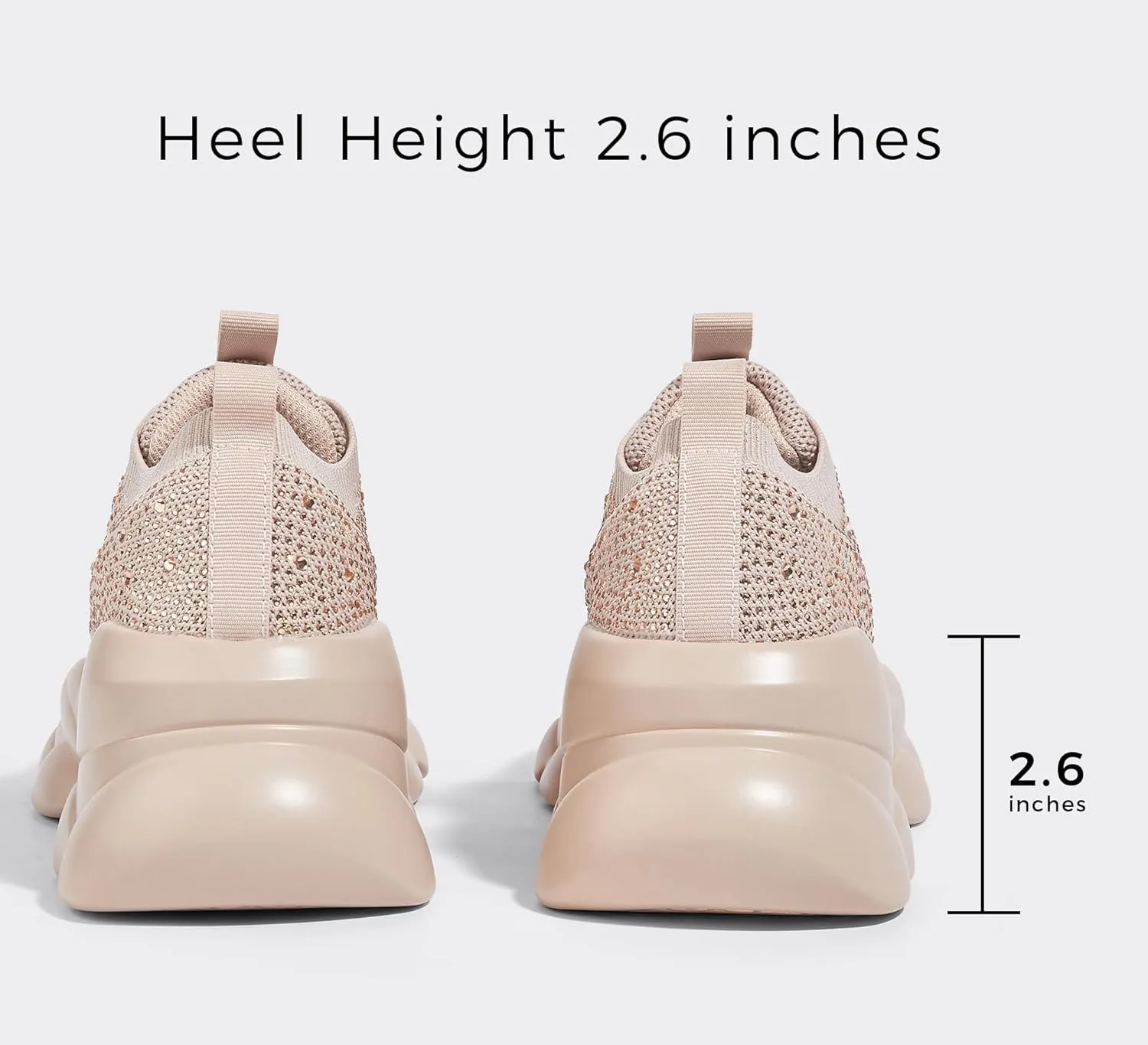 LUCKY STEP Women's Chunky Rhinestone Sneaker Sparkly Bling Bedazzled Mesh Slip on Elastic Sock Glitter Shiny Rave Walking Shoes