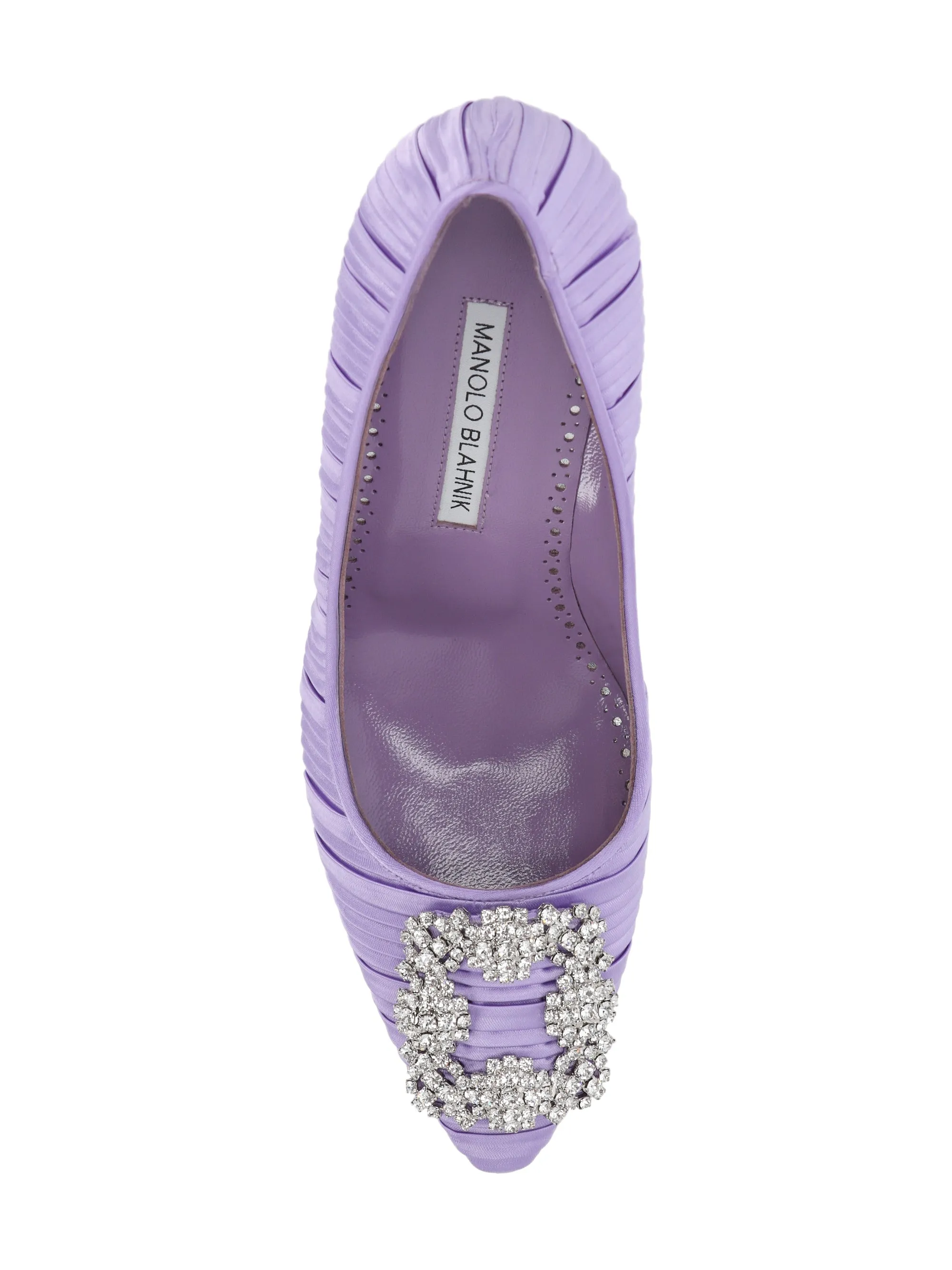 Manolo Blahnik Satin mandel tå spänne pumpar