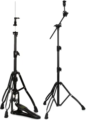 Mapex B800EB Armory Series 3-tier Boom Cymbal Stand and H800EB Double Braced 3-Leg Hi-Hat Stand - Black Plated
