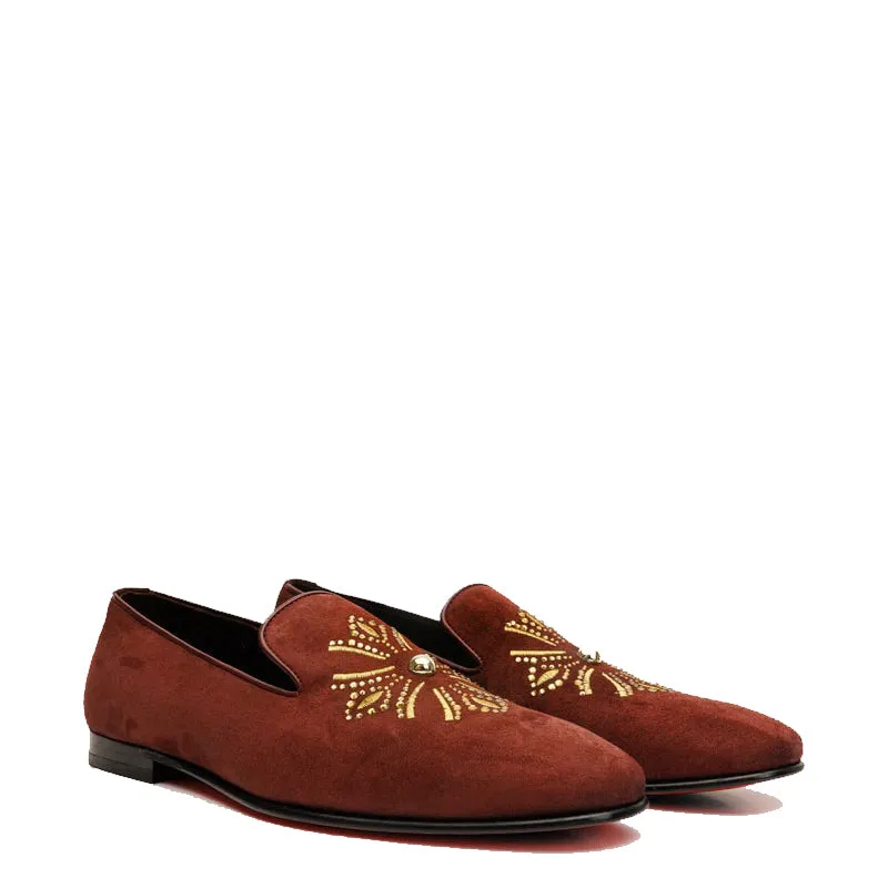 Maroon Suede Slip-on Loafer Men Shoe