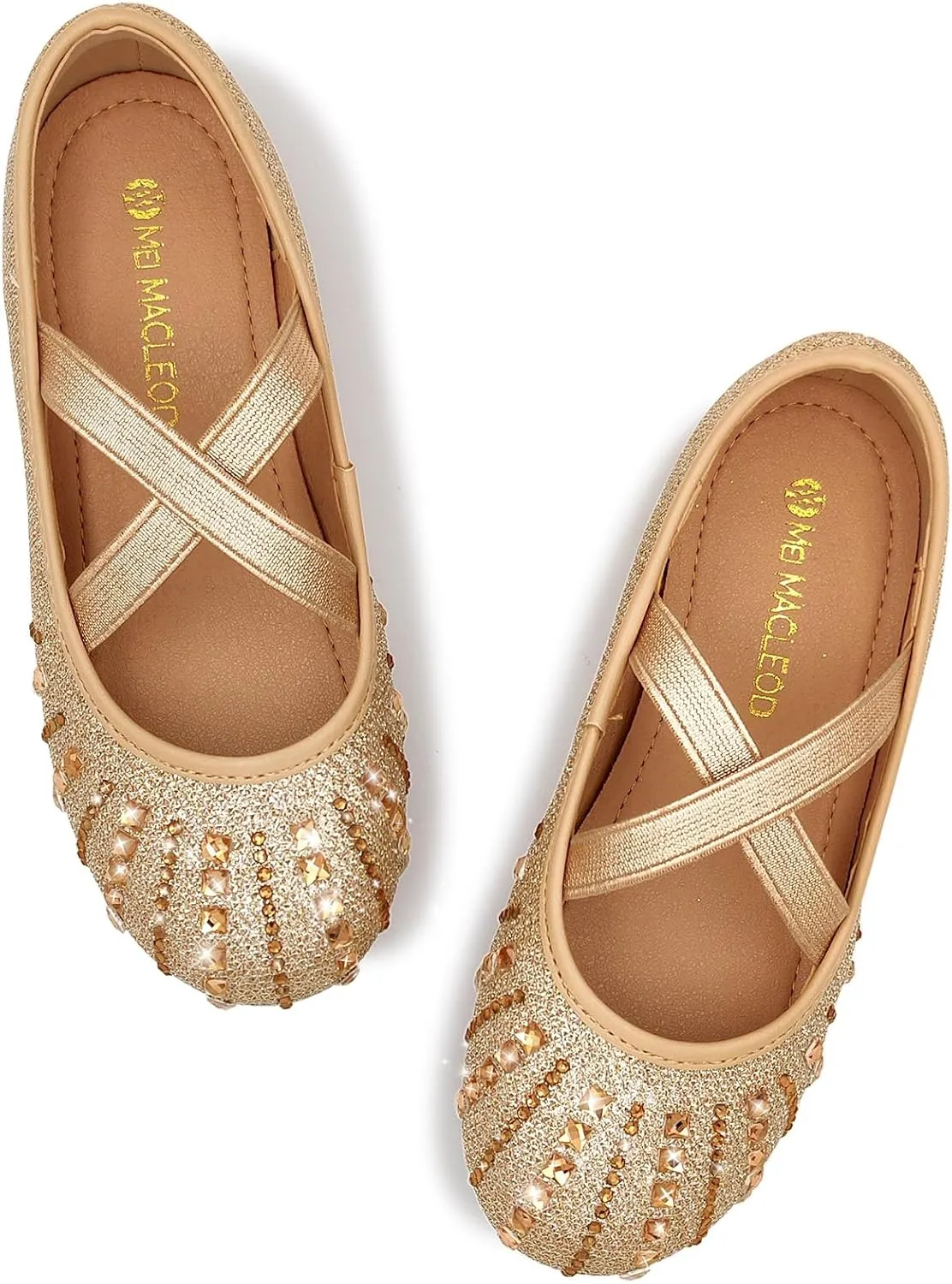 Mei MACLEOD Girls Ballet Flats Glitter Mary Jane Dress Shoes Ballerina