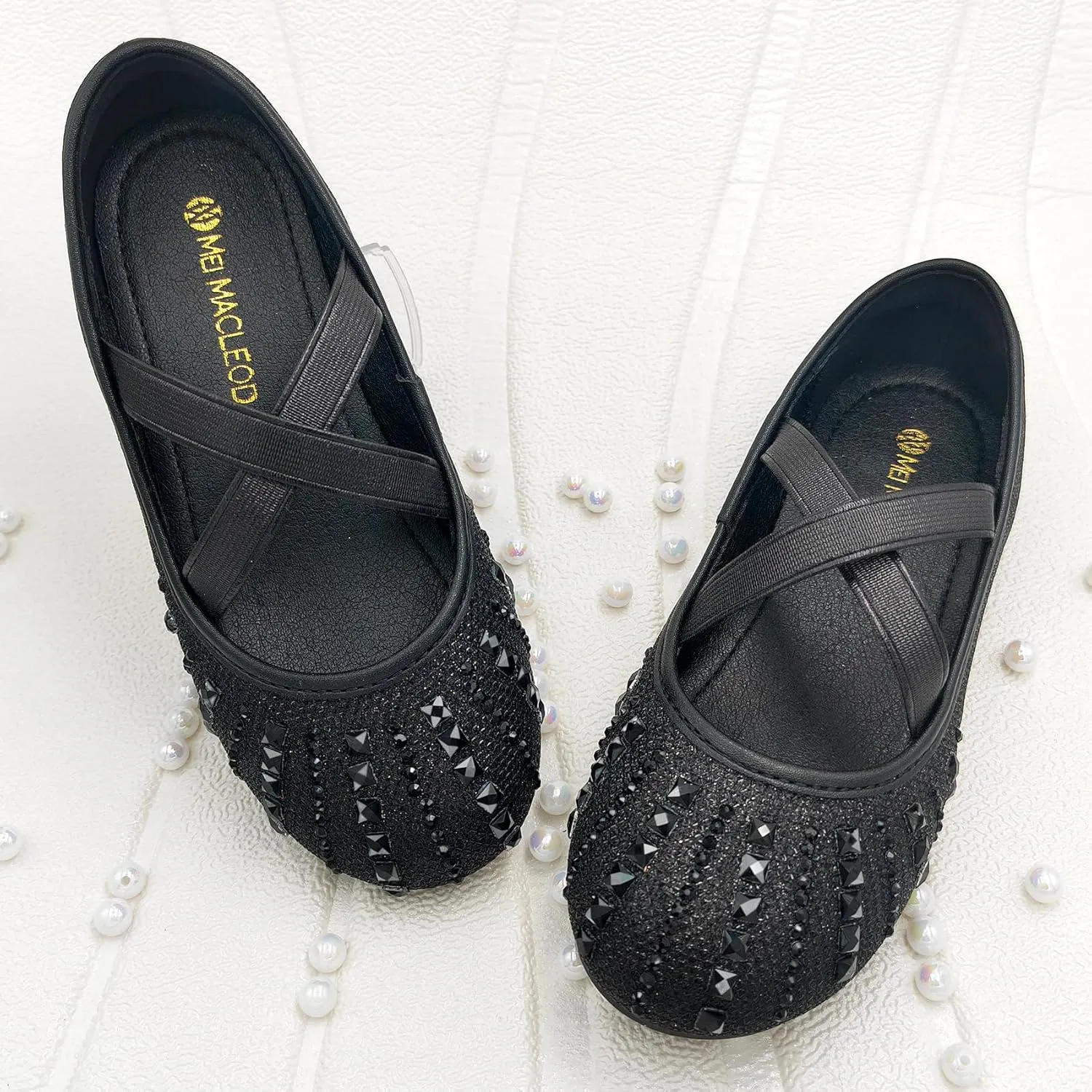 Mei MACLEOD Girls Ballet Flats Glitter Mary Jane Dress Shoes Ballerina