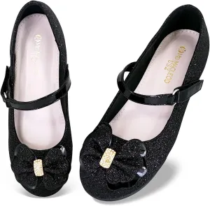 Mei MACLEOD Girls Ballet Flats Glitter Mary Jane Dress Shoes Ballerina