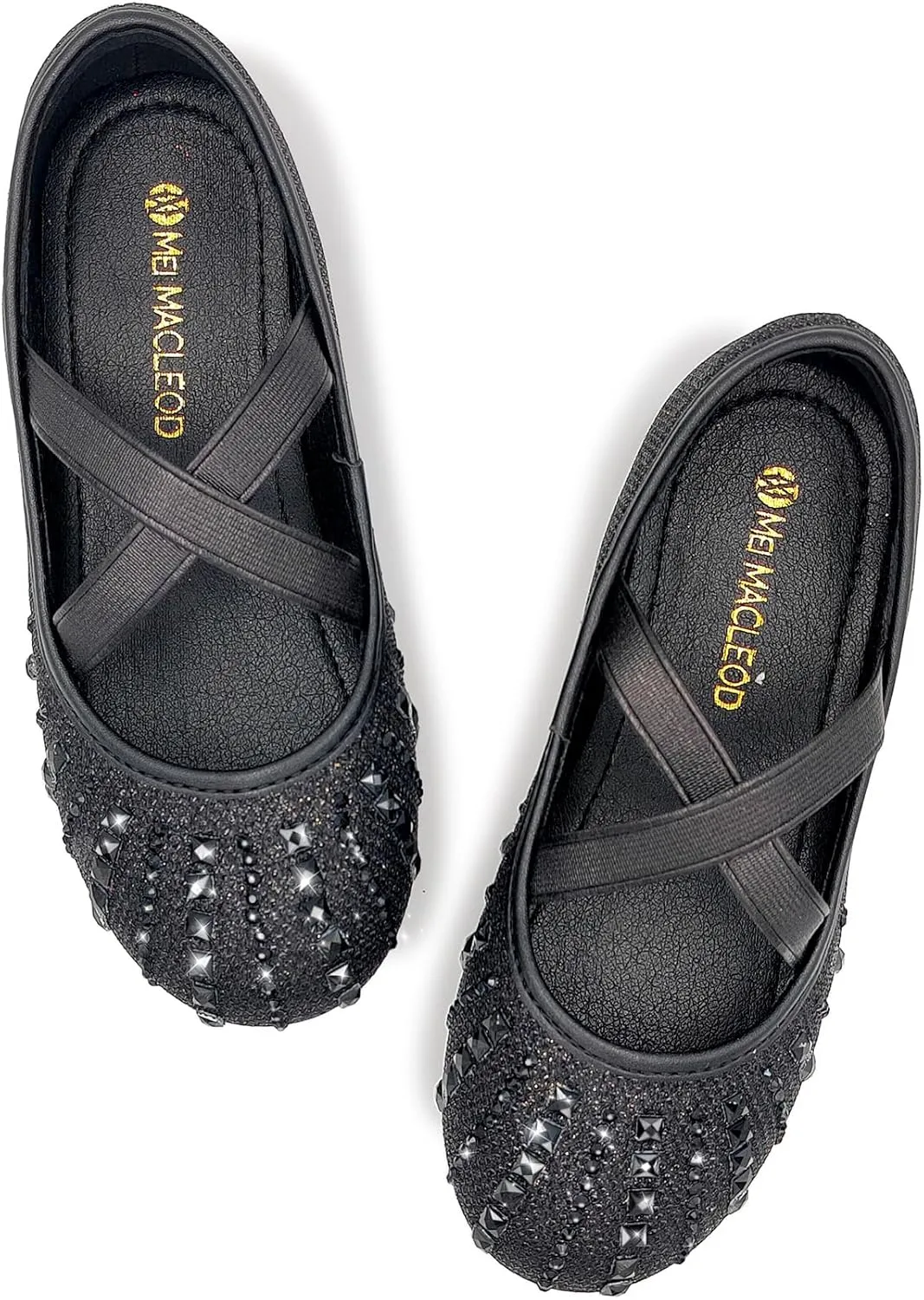 Mei MACLEOD Girls Ballet Flats Glitter Mary Jane Dress Shoes Ballerina
