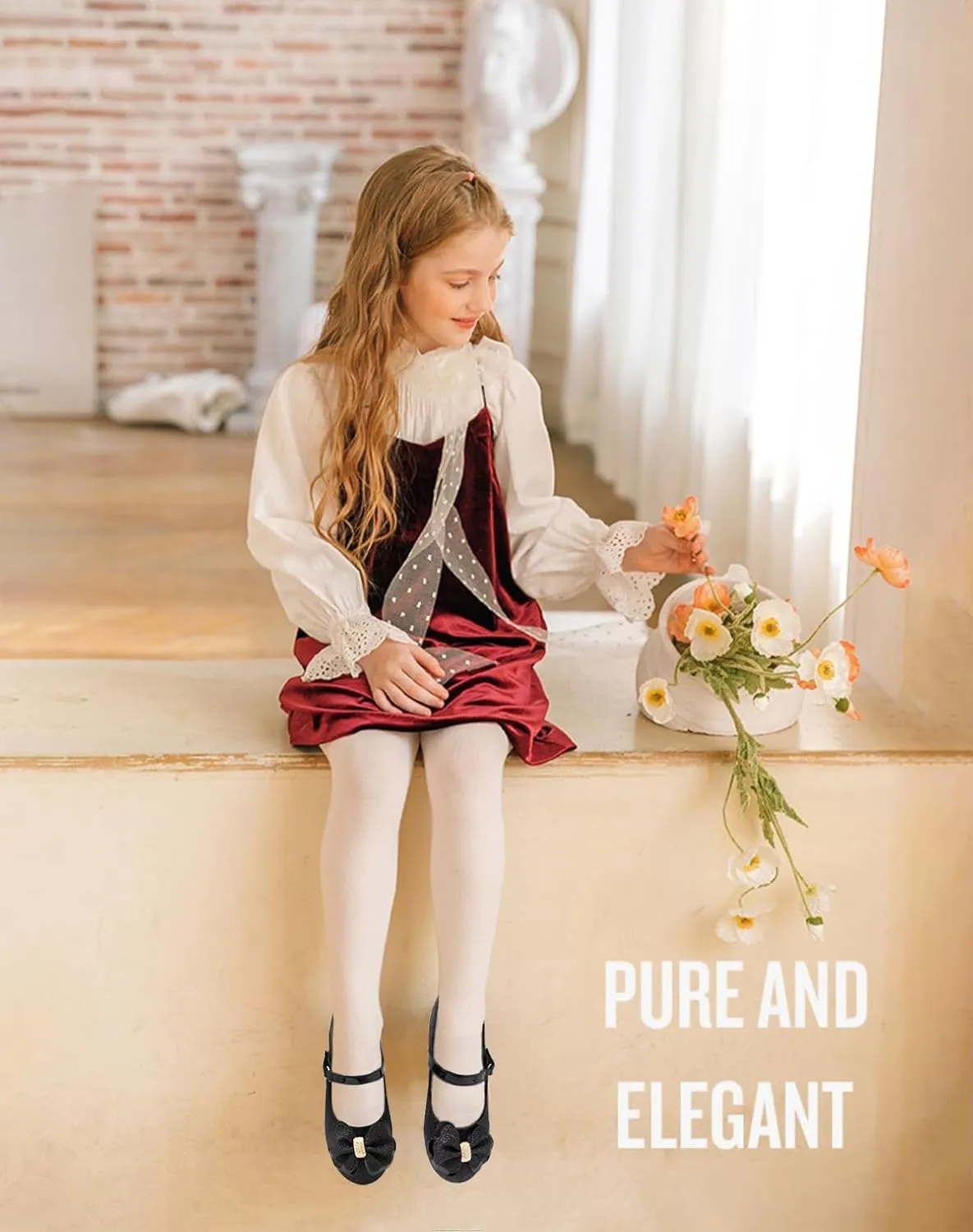 Mei MACLEOD Girls Ballet Flats Glitter Mary Jane Dress Shoes Ballerina
