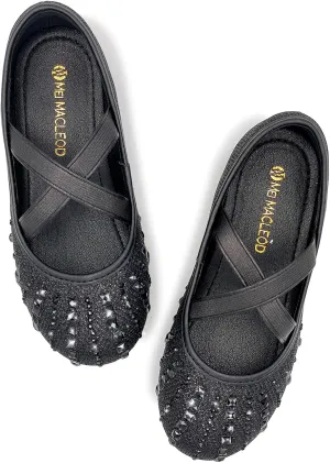 Mei MACLEOD Girls Ballet Flats Glitter Mary Jane Dress Shoes Ballerina