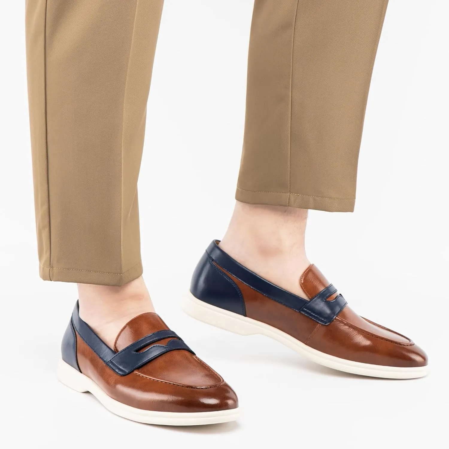 Meijiana Men's Genuine Leather Loafers Slip-On Moccasins Suede Dress Shoes, Lightweight and Breathable with Rubber Sole Stylish Mens Loafers
