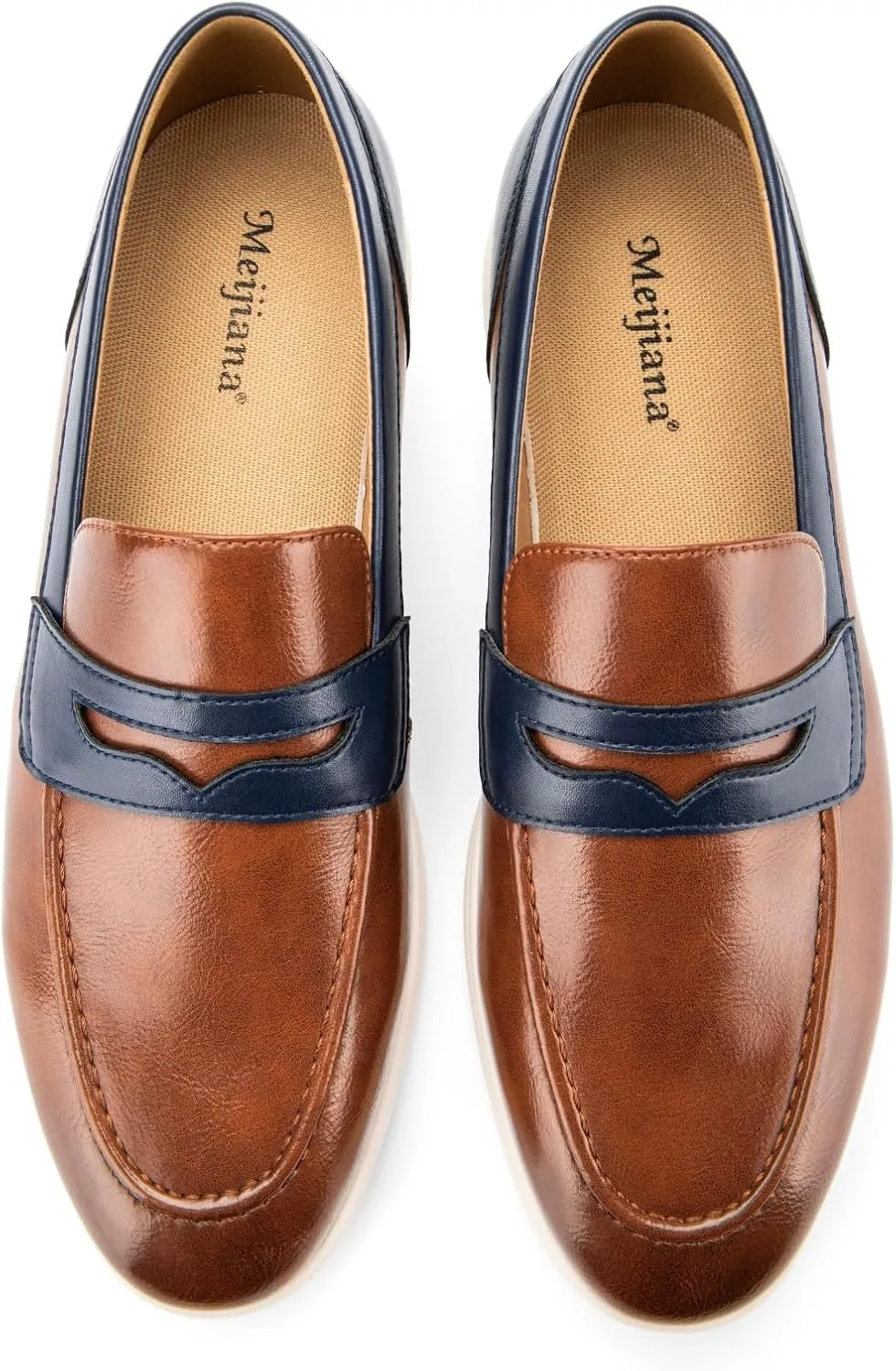 Meijiana Men's Genuine Leather Loafers Slip-On Moccasins Suede Dress Shoes, Lightweight and Breathable with Rubber Sole Stylish Mens Loafers