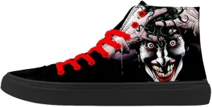Men's Black Skull Shoes Canvas Print Shoes High Top Men Sneaker Punk Halloween Skeleton Shoe