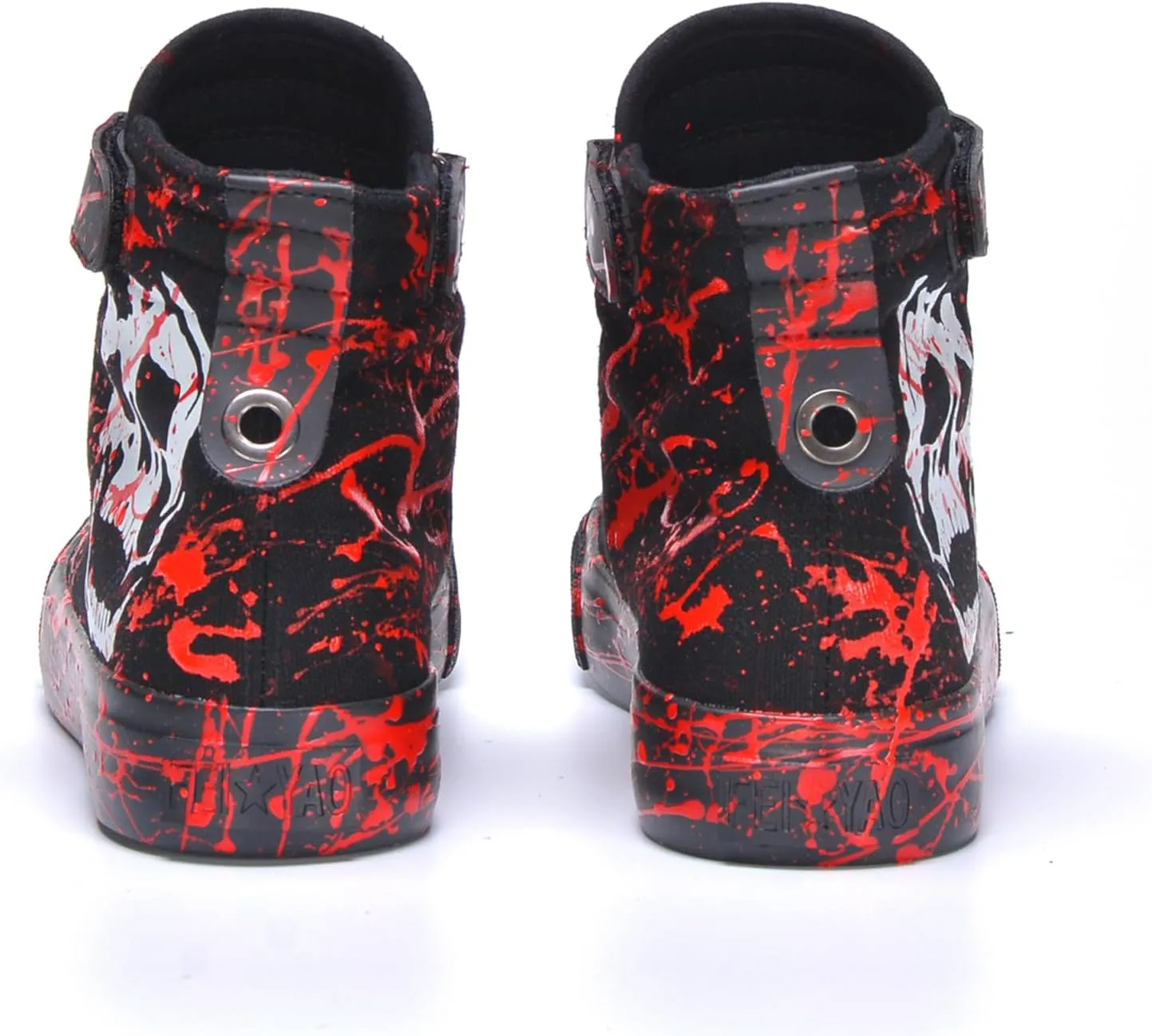 Men's Canvas Fashion Sneakers Hand-Painted Graffiti Personality Splash Pattern Luminous Skull High Top Lace ups Classic Casual Walking Shoes Spring Summer Autumn Sneakers