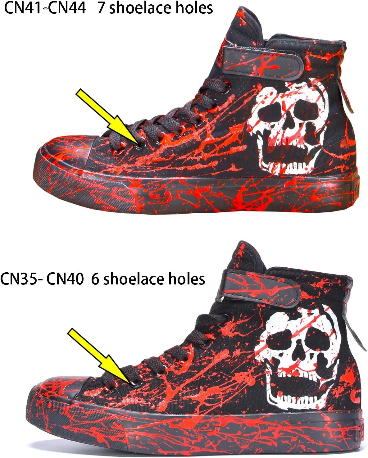 Men's Canvas Fashion Sneakers Hand-Painted Graffiti Personality Splash Pattern Luminous Skull High Top Lace ups Classic Casual Walking Shoes Spring Summer Autumn Sneakers