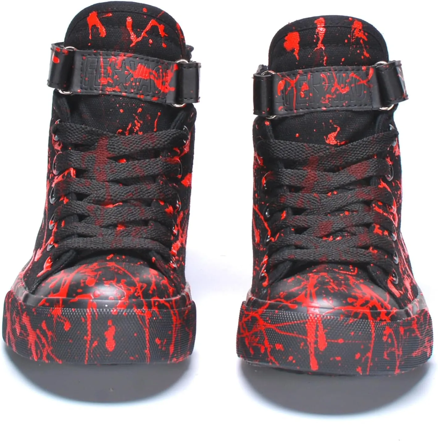 Men's Canvas Fashion Sneakers Hand-Painted Graffiti Personality Splash Pattern Luminous Skull High Top Lace ups Classic Casual Walking Shoes Spring Summer Autumn Sneakers