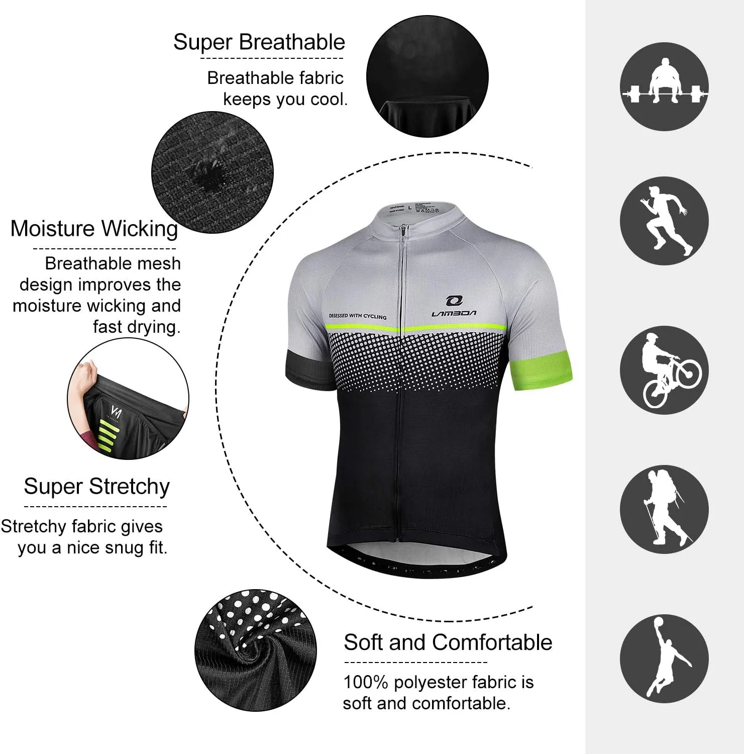 Men's Cycling Jersey Breathable Lightweight Bike Jersey Short Sleeve Quick Dry Moisture Wicking Biking Shirts