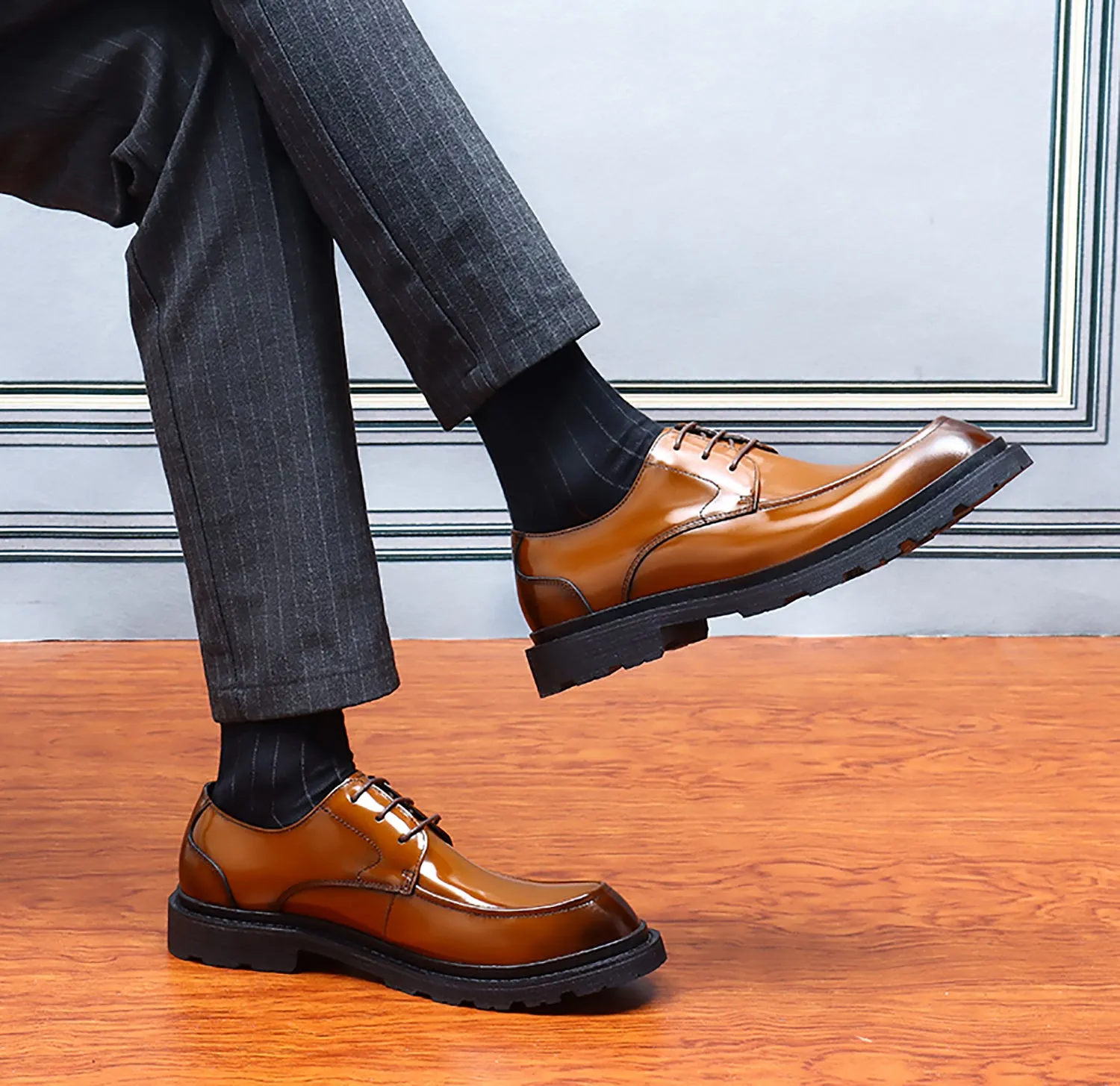 Men's Dress Formal Patent Leather Derby