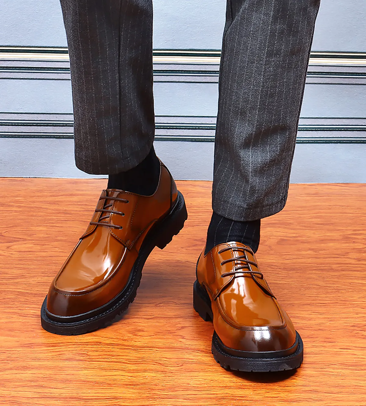 Men's Dress Formal Patent Leather Derby