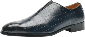 Mens Dress Shoes Leather Loafer, Fashion Crocodile Printed Handmade Dress Shoes Slip on Loafer Shoes for Men