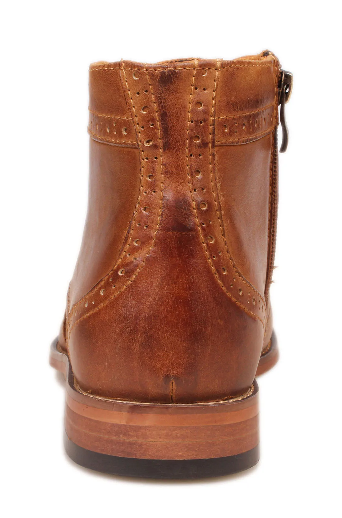 Men's Genuine Leather Classic Brogue Boots with Zipper
