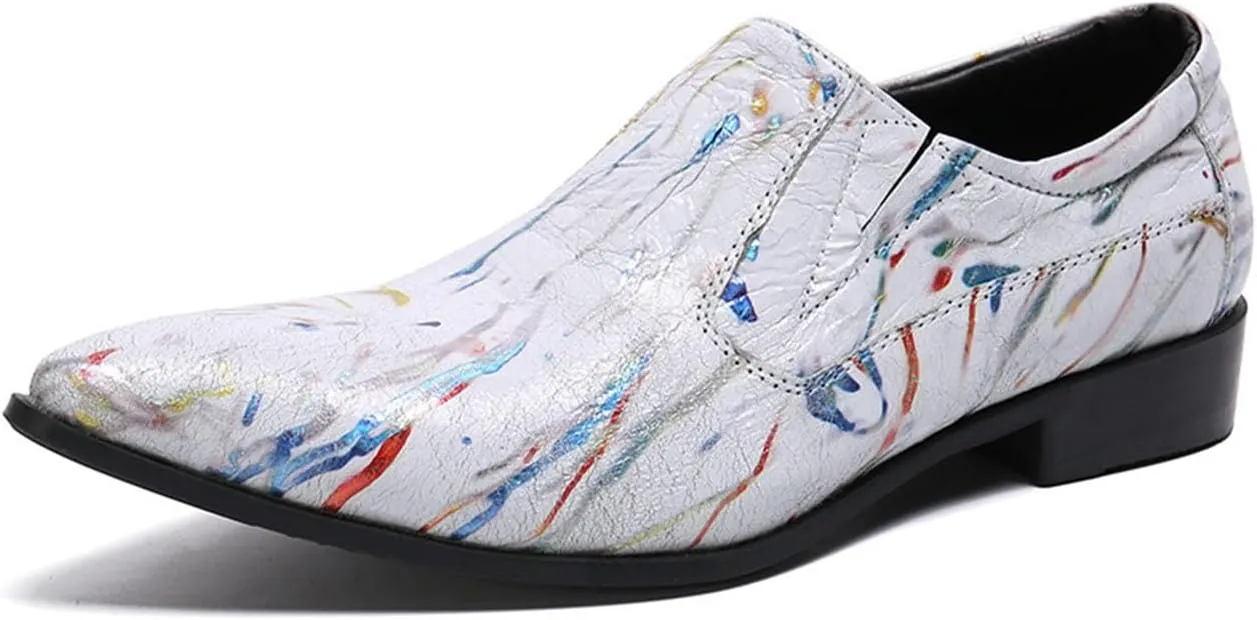 Men's Leather Shoes, Casual Simple Lines Men's Dress Shoes, Wedding Party Banquet Nightclub Stage Host Barber Uniform Office Work Shoes