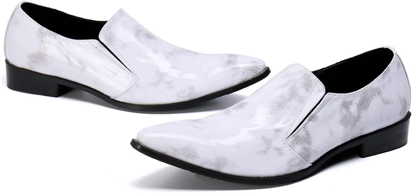 Men's Leather Shoes, Simple Casual Pointed Toe Men's Dress Shoes, Wedding Party Banquet Nightclub Stage Host Barber Uniform Office Work Shoes