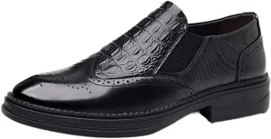 Men's Loafers Mens Slip-on Casual Shoes, Breathable Shoes for Men, Driving Fashion Business Crocodile Pattern Brogue Shoes