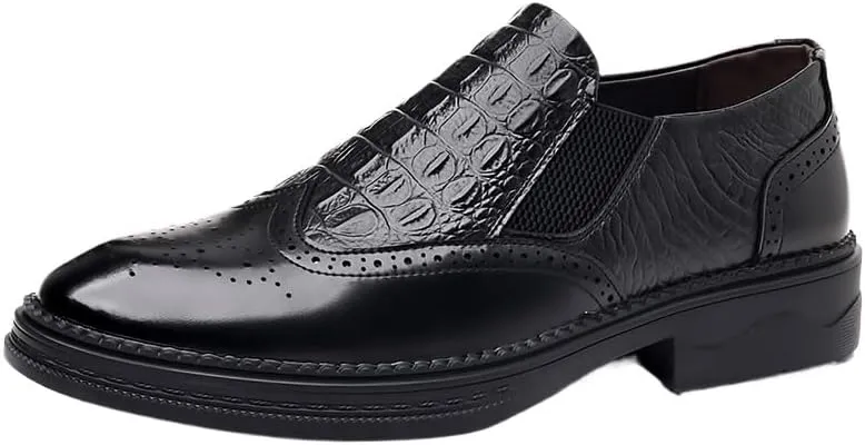 Men's Loafers Mens Slip-on Casual Shoes, Breathable Shoes for Men, Driving Fashion Business Crocodile Pattern Brogue Shoes