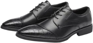 Men's Platform Wingtip Brogue Oxfords Mens Vintage Crocodile Print Strap Slip On Dress Shoes Casual Wedding Faux Patent Derby Shoe