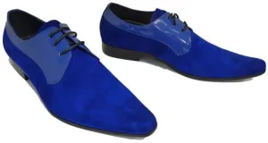 Men's Royal Blue Derby Party Shoes - Handmade Leather Style