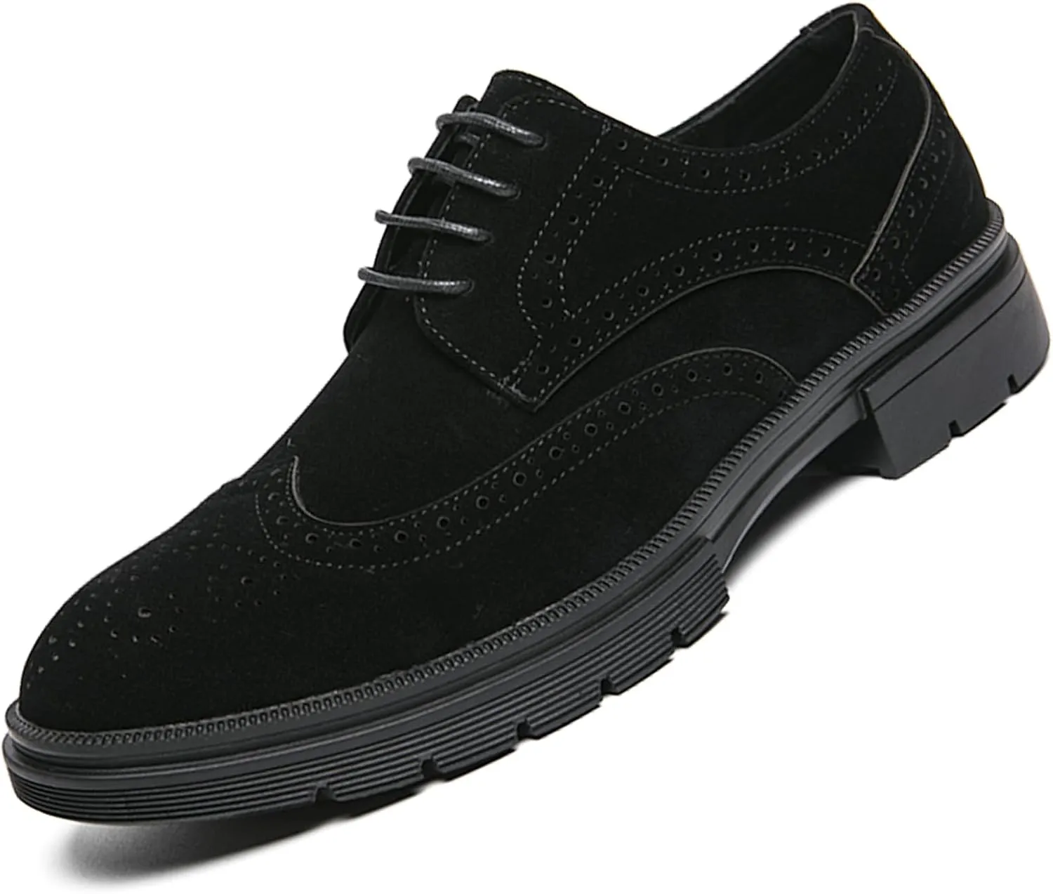 Men's Suede Lace Up Wingtip Oxford Shoes Classic Brogues Business Dress Shoes Fashion Comfortable Platform Derby Formal Shoes
