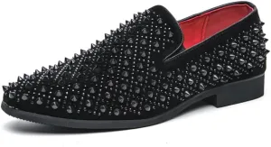 Men's Vintage Spike Dress Loafers Slip On Fashion Shoes Classic Tuxedo Dress Shoes Men Leather Shoes for Wedding Party Slip-on Loafer Driving Shoes Birtish Formal Business Casual Shoes Smoking Slipper