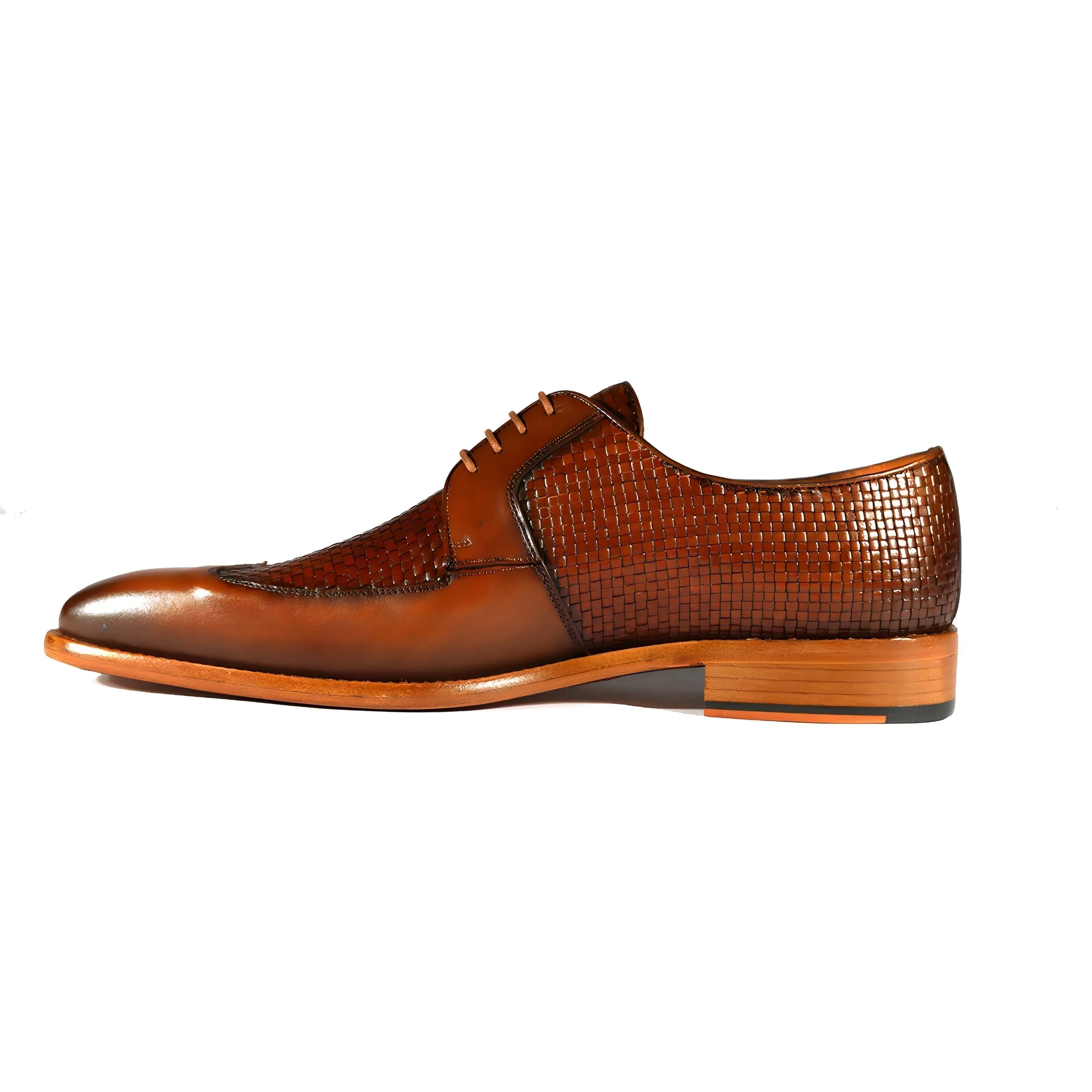 Mezlan 9916 Men's Shoes Cognac Woven / Calf-Skin Leather Opanka Derby (MZS3473)