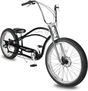 MICARGI 26-in Seattle Stretch Cruiser Bikes 1/7 Speed Moon-Type/Hi-Rise Handlebars Fat Tires Coaster/Disc Braking Adult Beach Bike Multiple Color