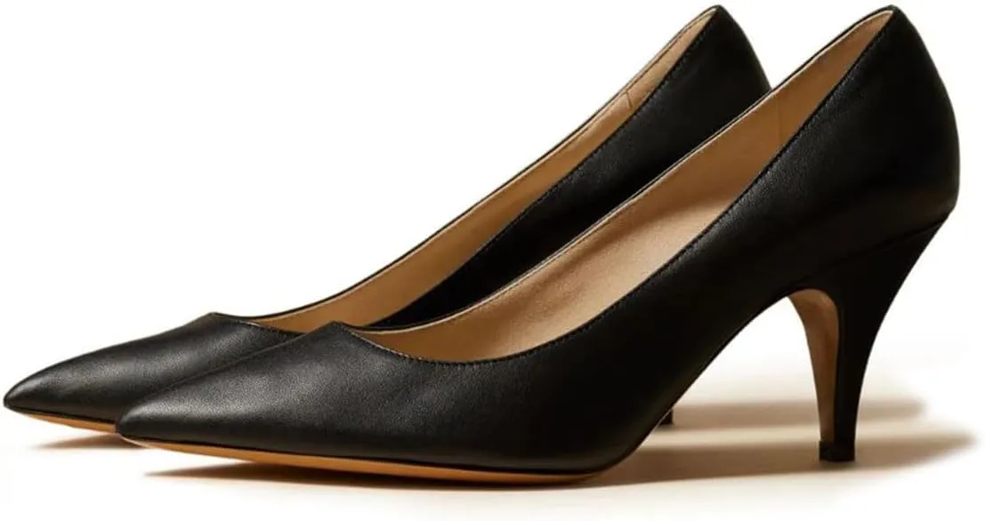 miss left Women Classic Closed Pointed Toe Pumps Slip On Solid Low Cone Heels Versatile Dressy Office Party Date Shoes Size 4-16 US