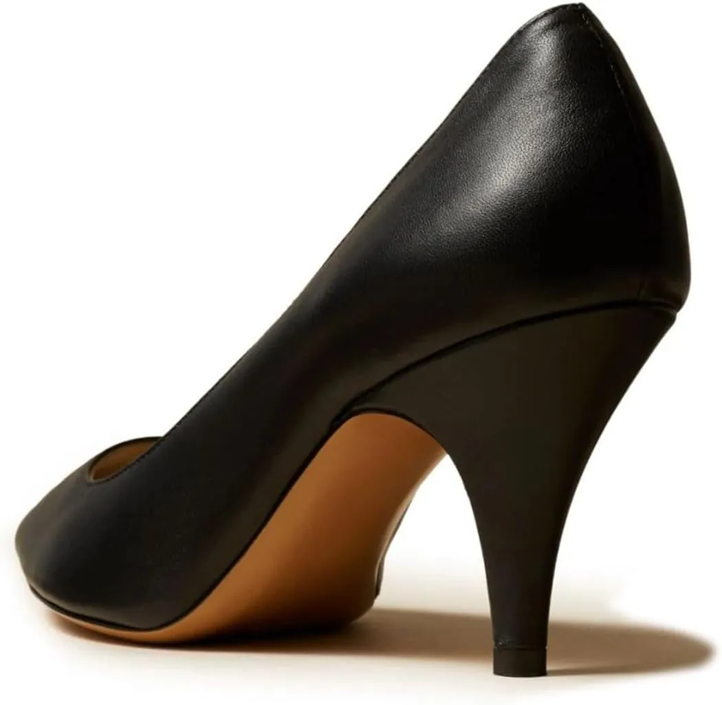miss left Women Classic Closed Pointed Toe Pumps Slip On Solid Low Cone Heels Versatile Dressy Office Party Date Shoes Size 4-16 US