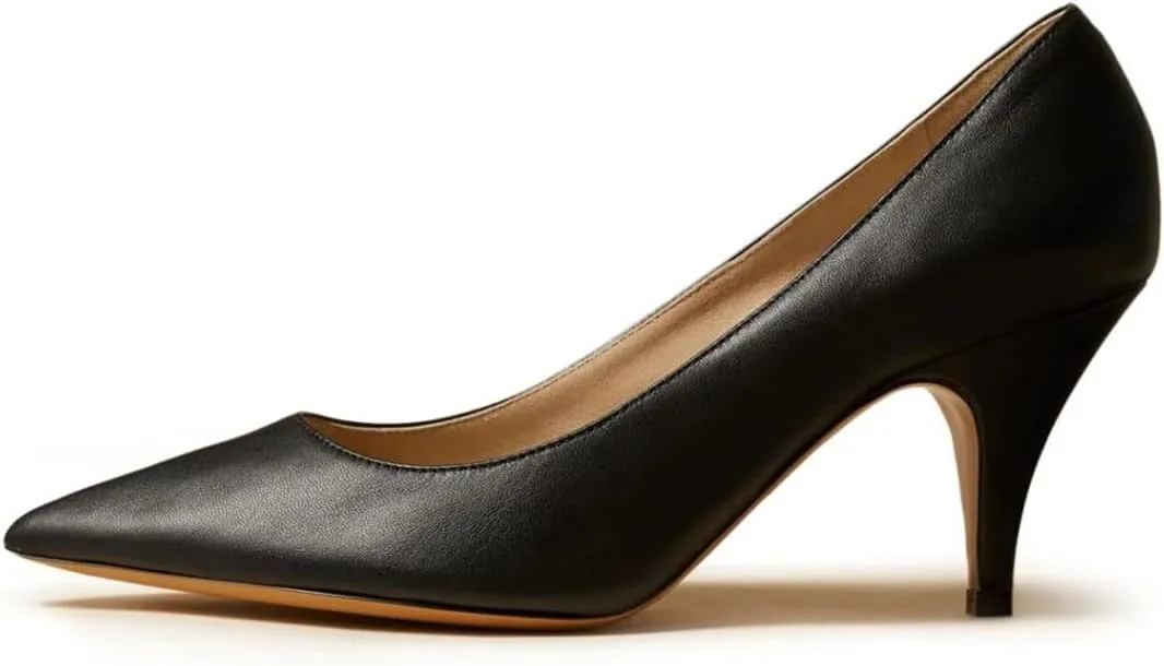 miss left Women Classic Closed Pointed Toe Pumps Slip On Solid Low Cone Heels Versatile Dressy Office Party Date Shoes Size 4-16 US