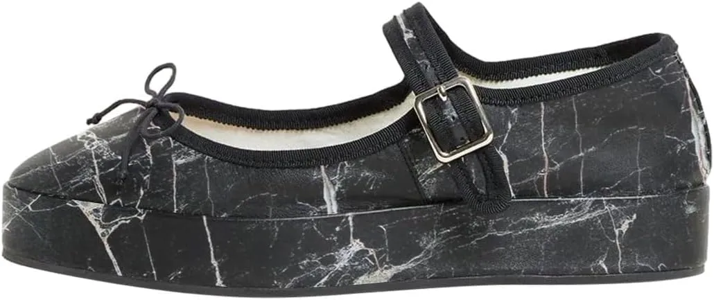 miss left Women Classic Platform Heel Closed Round Toe Mary Jane Flats Bows Strap Buckle Pumps Comfy Dance Party Shoes Size 4-16 US