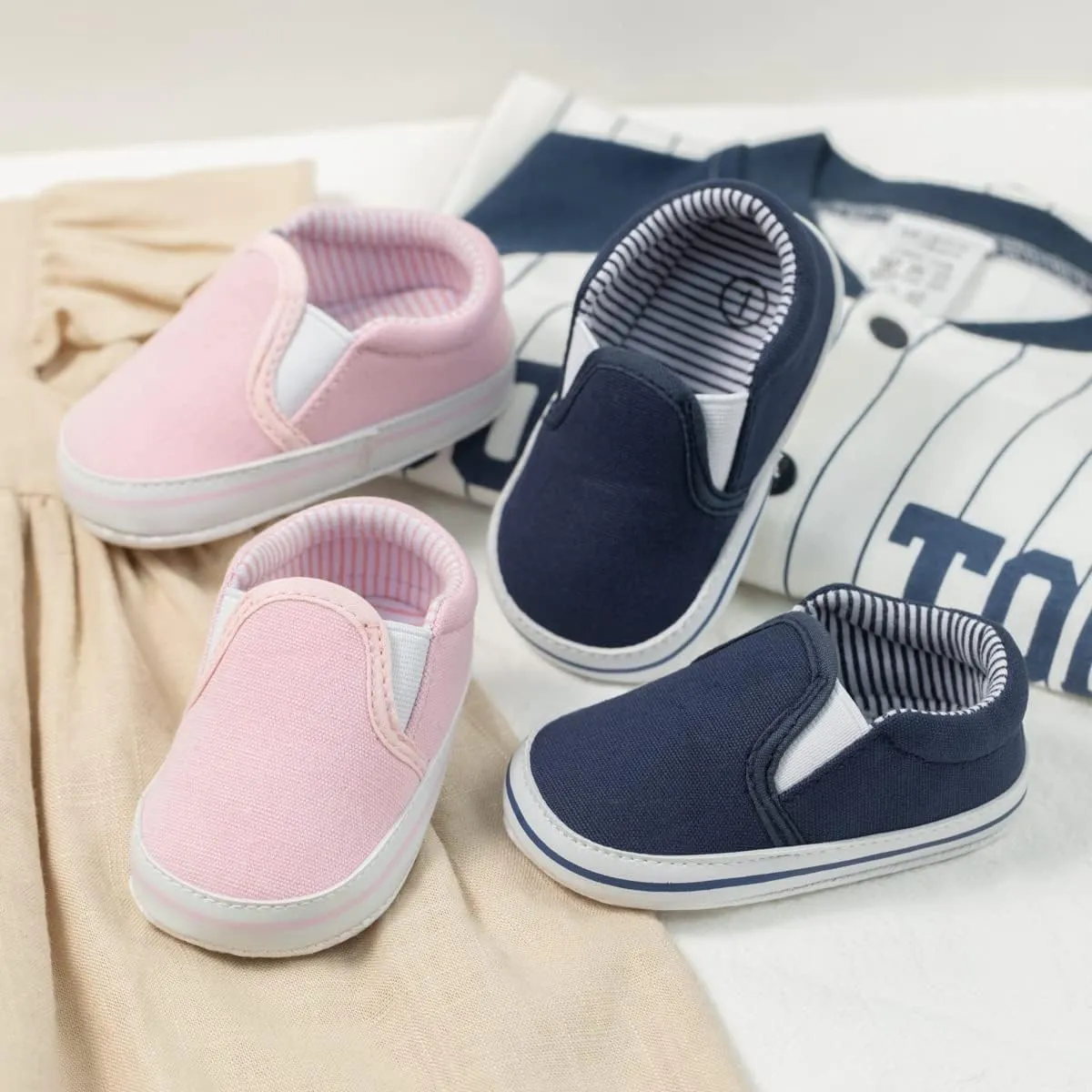 Morbido Infant Baby Boys Girls Canvas Sneaker Toddler Slip On Anti Skid Newborn First Walkers Candy Shoes for 0-18 Months