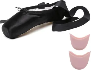 MSMAX Girls Satin Ballet Pointe Shoes Professional Dance Flats