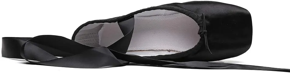 MSMAX Girls Satin Ballet Pointe Shoes Professional Dance Flats