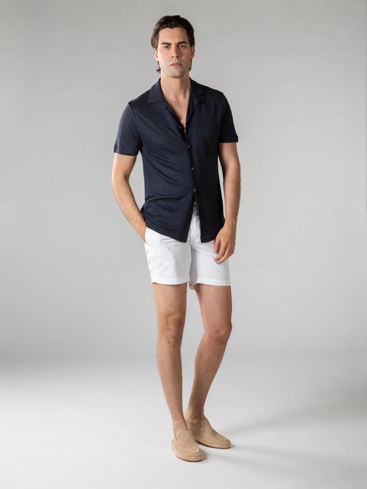 Navy Linen Resort Shirt