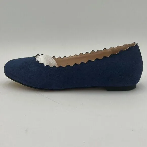 Navy Suede Classic Round Toe Ballet Flats Wave Flat Comfort Party Dress Shoes
