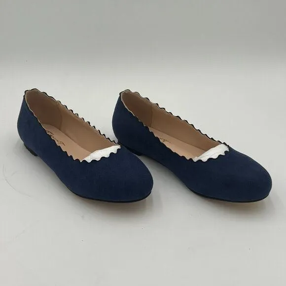 Navy Suede Classic Round Toe Ballet Flats Wave Flat Comfort Party Dress Shoes