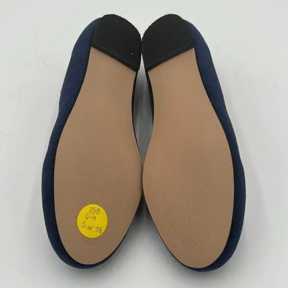 Navy Suede Classic Round Toe Ballet Flats Wave Flat Comfort Party Dress Shoes