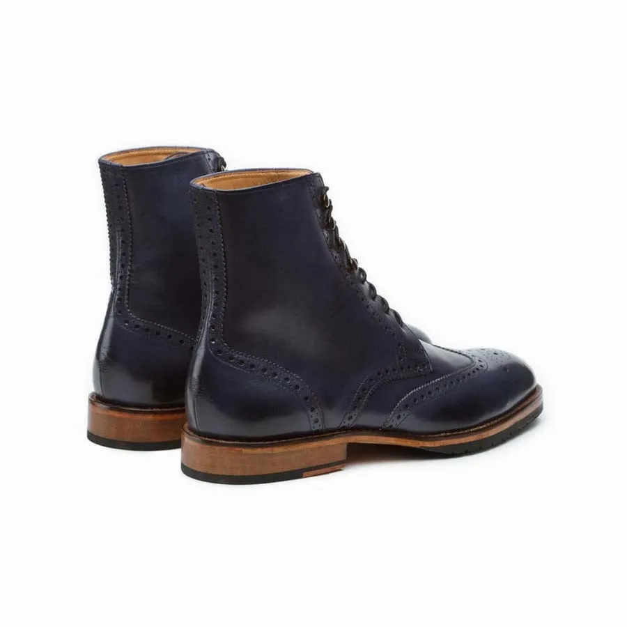 Navy Wingtip Derby Boot